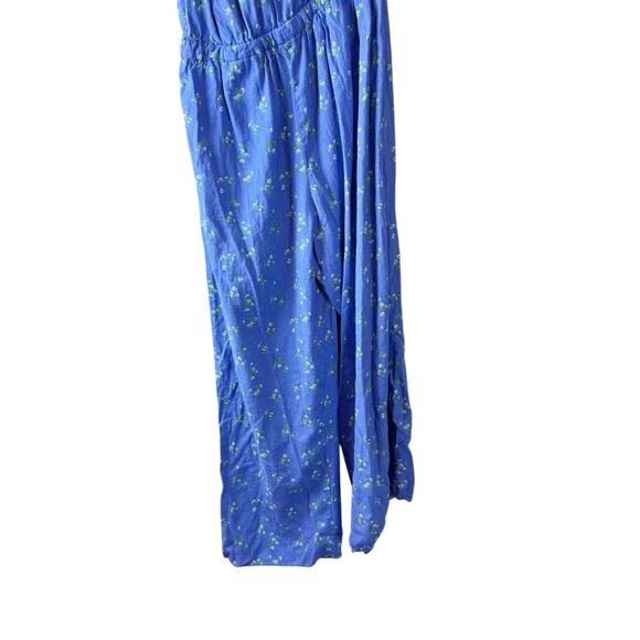 UO Floral Linen Blend One Shoulder Jumpsuit Floral Blue Sz S - Picture 7 of 11